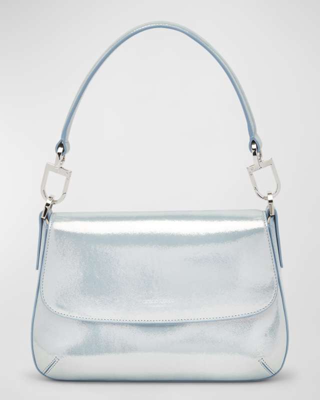 La Prima Metallic Suede Shoulder Bag